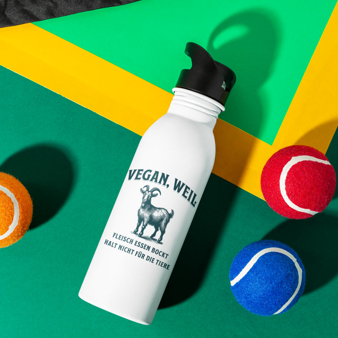Fleisch essen bockt halt nicht für die Tiere - Edelstahl-Trinkflasche