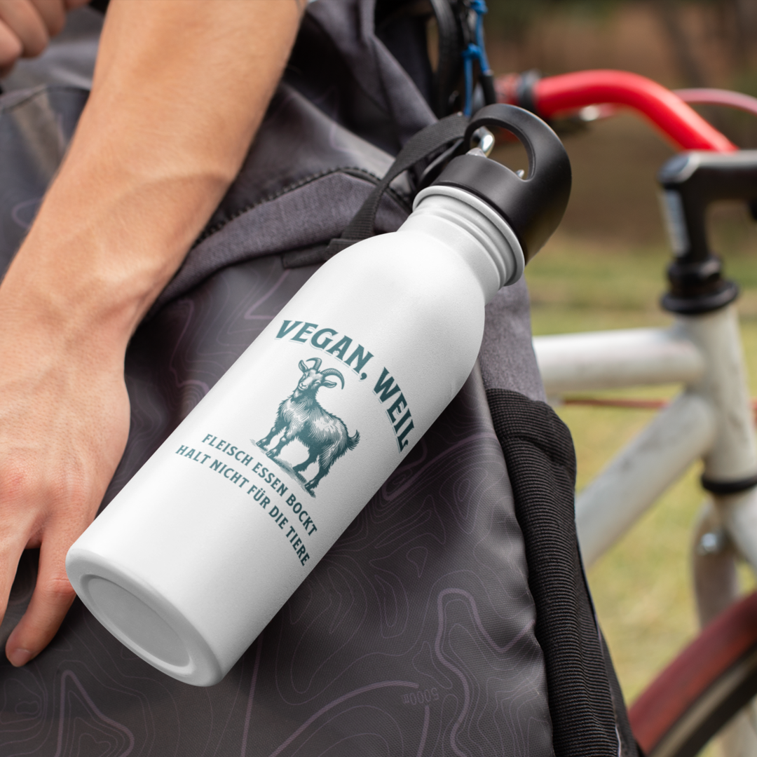 Fleisch essen bockt halt nicht für die Tiere - Edelstahl-Trinkflasche