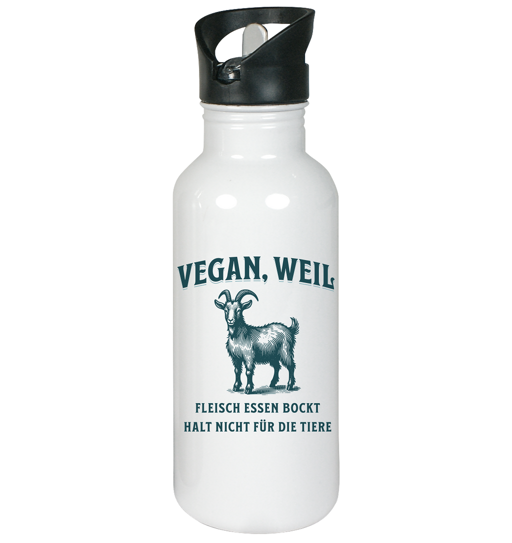 Fleisch essen bockt halt nicht für die Tiere - Edelstahl-Trinkflasche